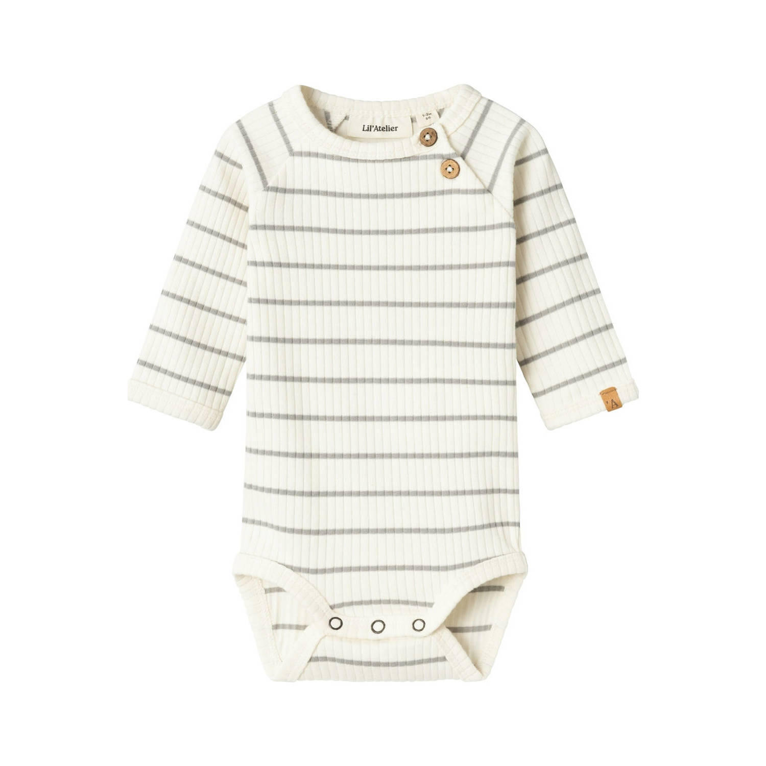 LIL' ATELIER BABY gestreepte romper NBMKAIL ecru grijs Jongens Katoen Ronde hals 92