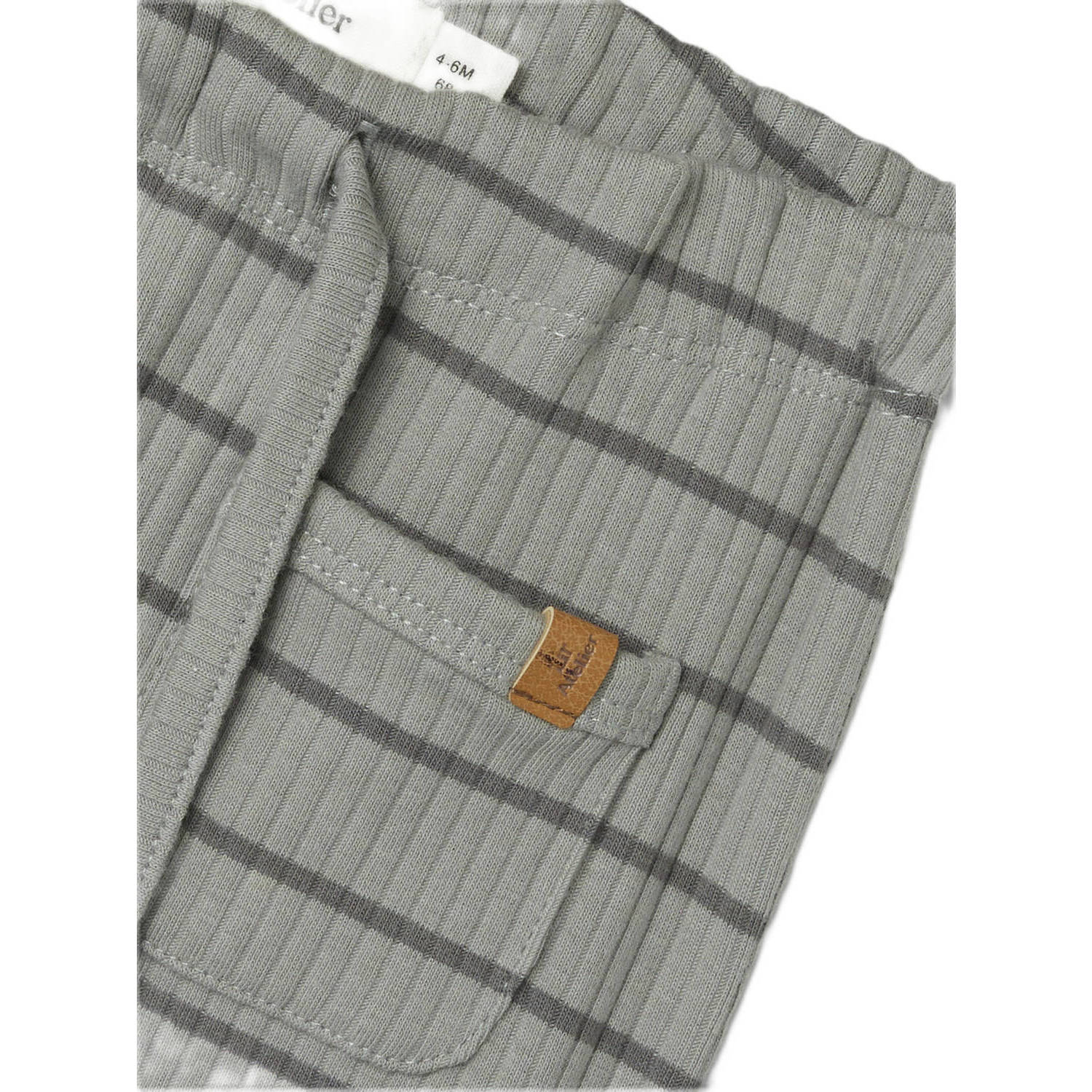 LIL' ATELIER BABY gestreepte broek NBMKAIL grijs