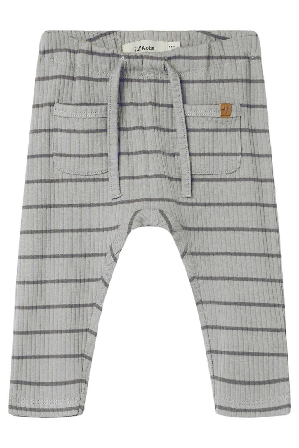 LIL' ATELIER BABY baby gestreepte broek NBMKAIL grijs