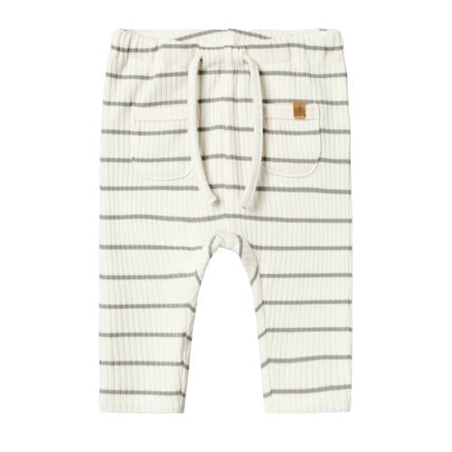 LIL' ATELIER BABY baby gestreepte broek NBMKAIL offwhite/grijs afbeelding
