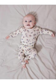 thumbnail: Oudroze meisjes NAME IT BABY wollen baby legging offwhite met slim fit, elastische tailleband en bloemenprint