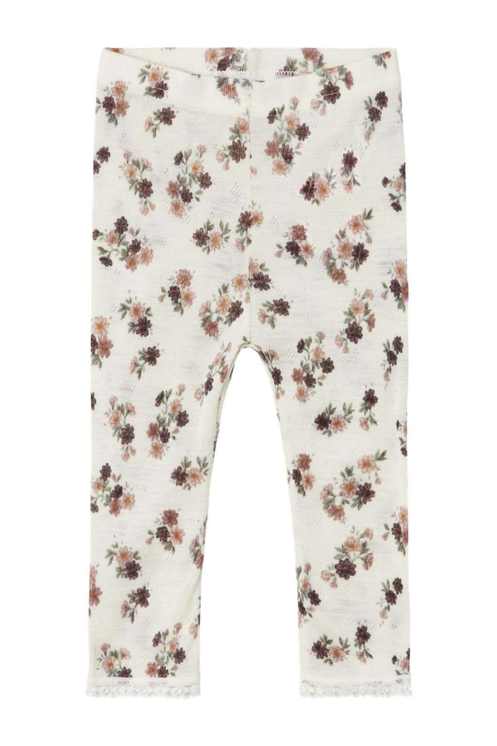Oudroze meisjes NAME IT BABY wollen baby legging offwhite met slim fit en elastische tailleband