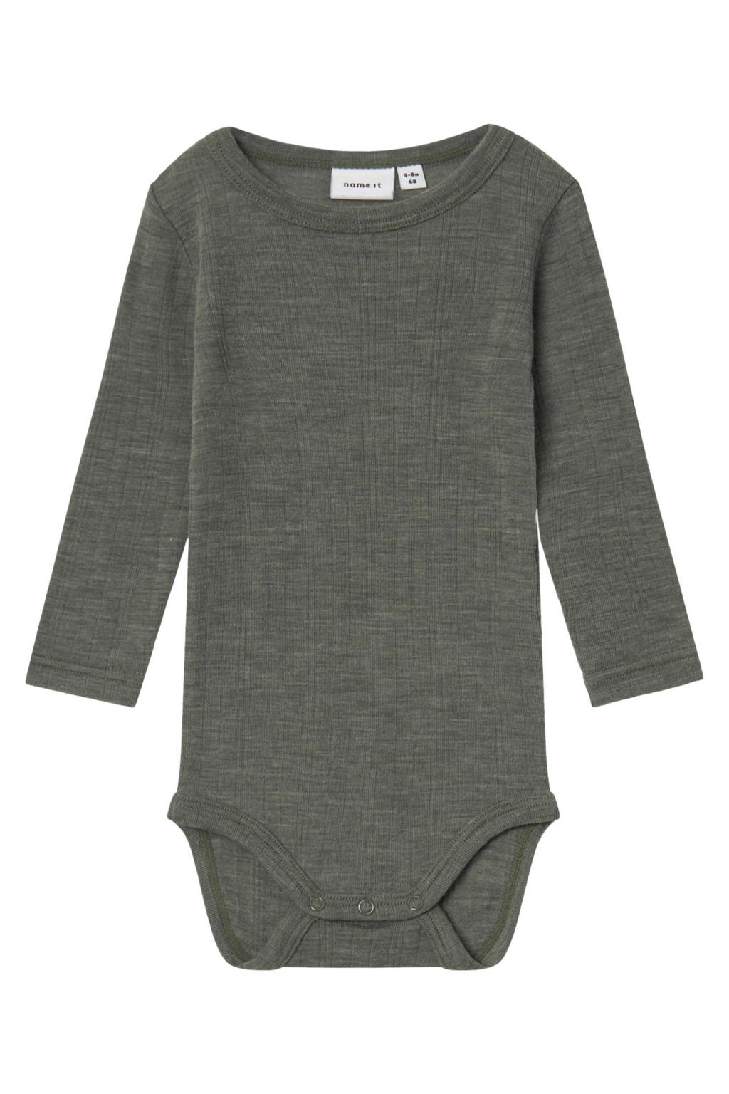 NAME IT BABY wollen romper - groengrijs