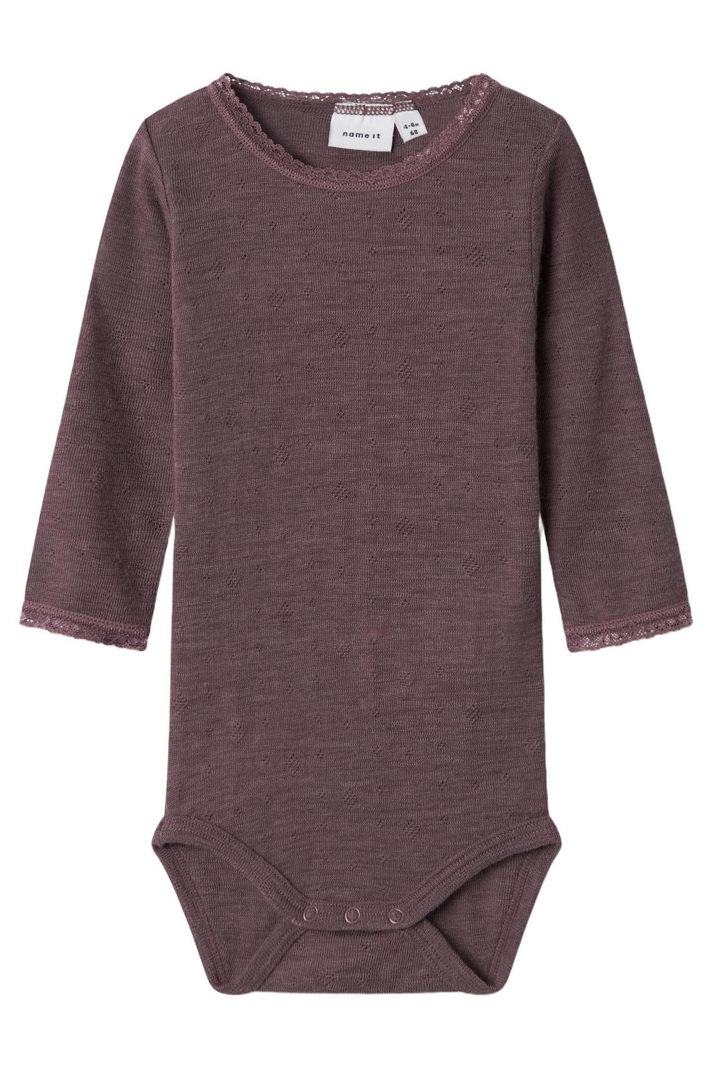 NAME IT BABY wollen romper - bruin