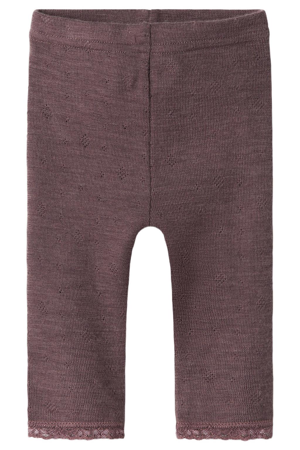 NAME IT BABY baby slim fit legging NBFWANG van merinowol en all over print bruin