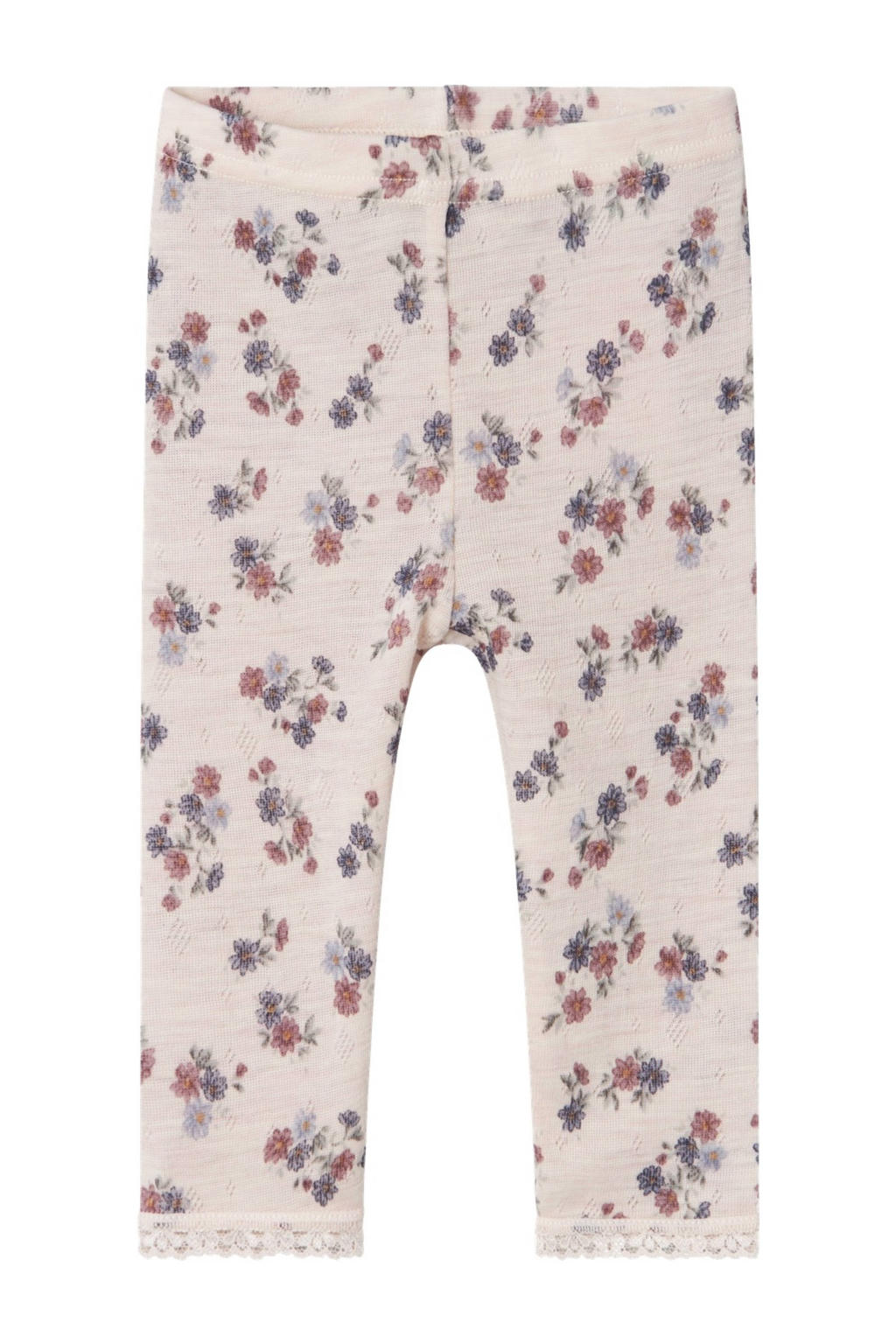 Roze en grijze meisjes NAME IT BABY wollen baby legging met slim fit en bloemenprint