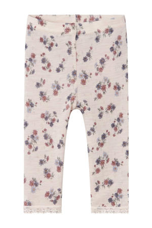 wollen baby legging NBFWANG roze/grijs