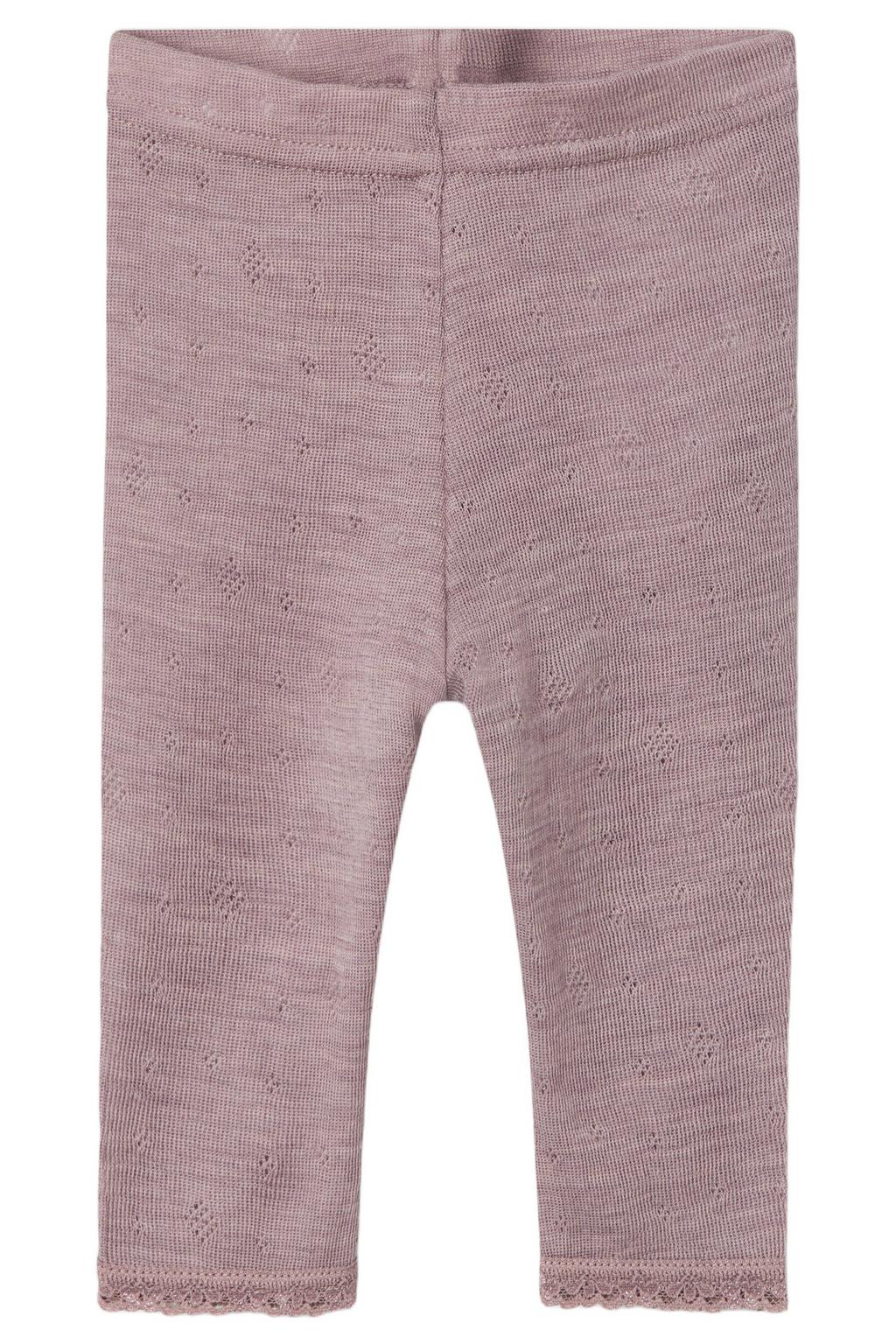 NAME IT BABY baby slim fit legging NBFWANG van merinowol en all over print lila