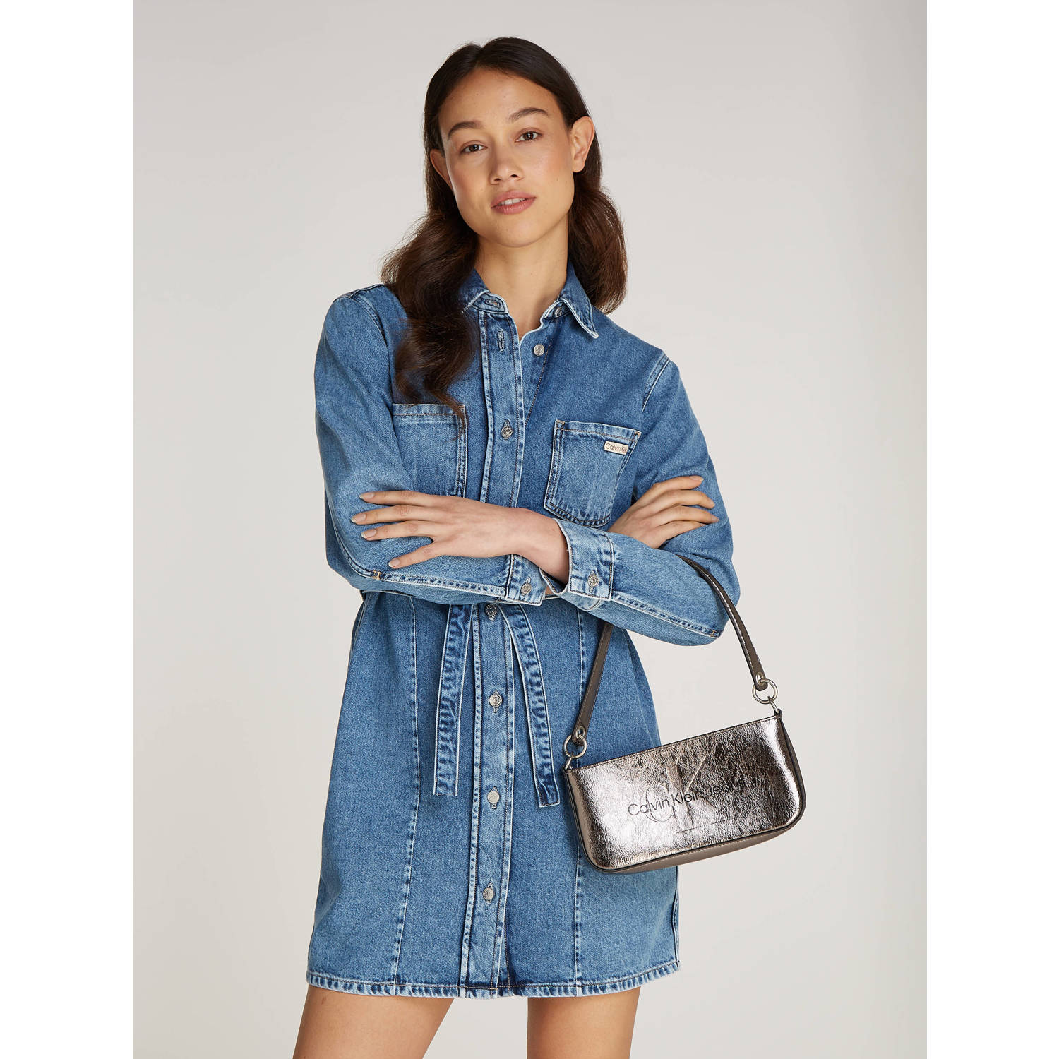 Calvin Klein Jeans Stijlvolle Polyethyleen Handtas Dames Collectie Gray Dames