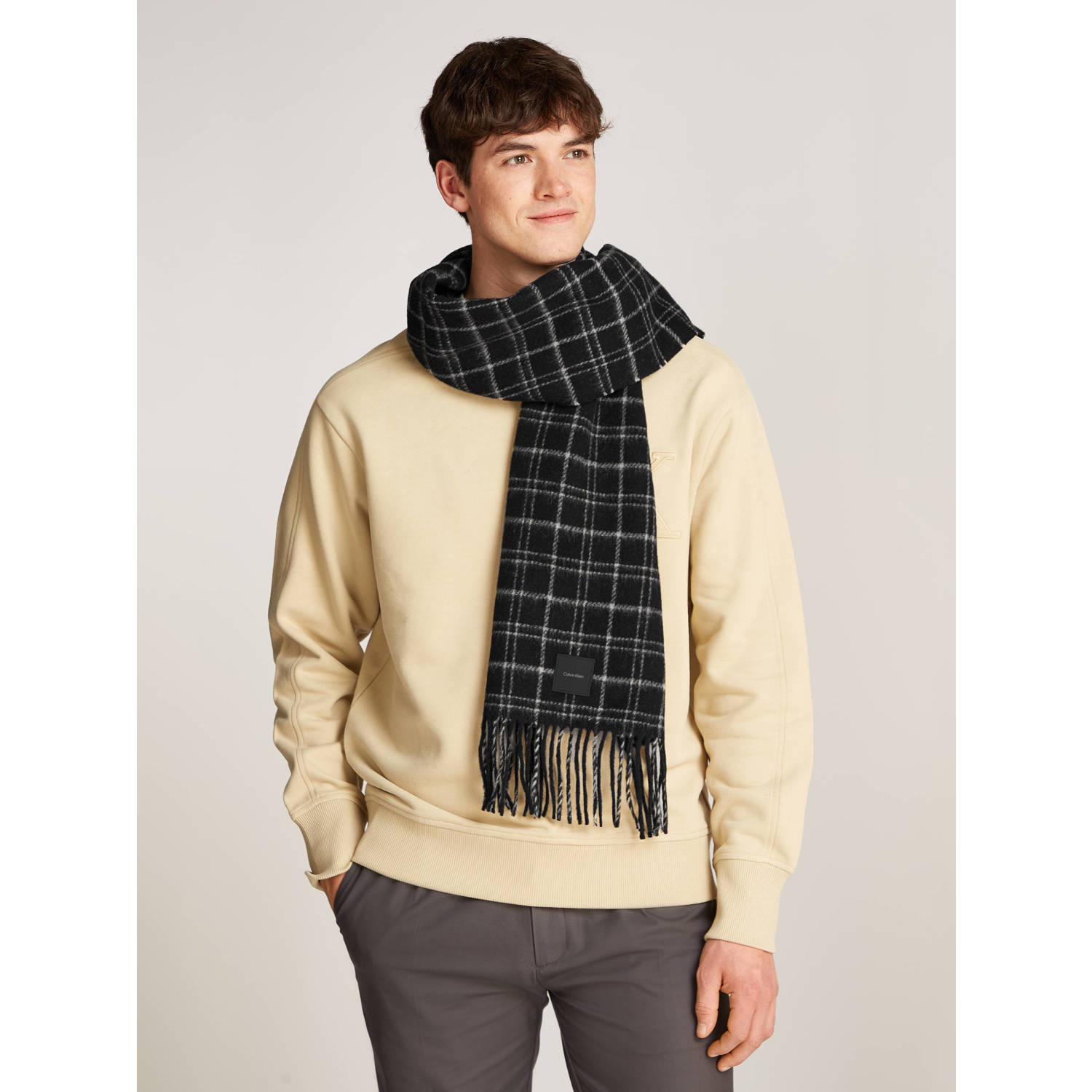 Calvin Klein Sjaal MINI CHECK WOOL SCARF