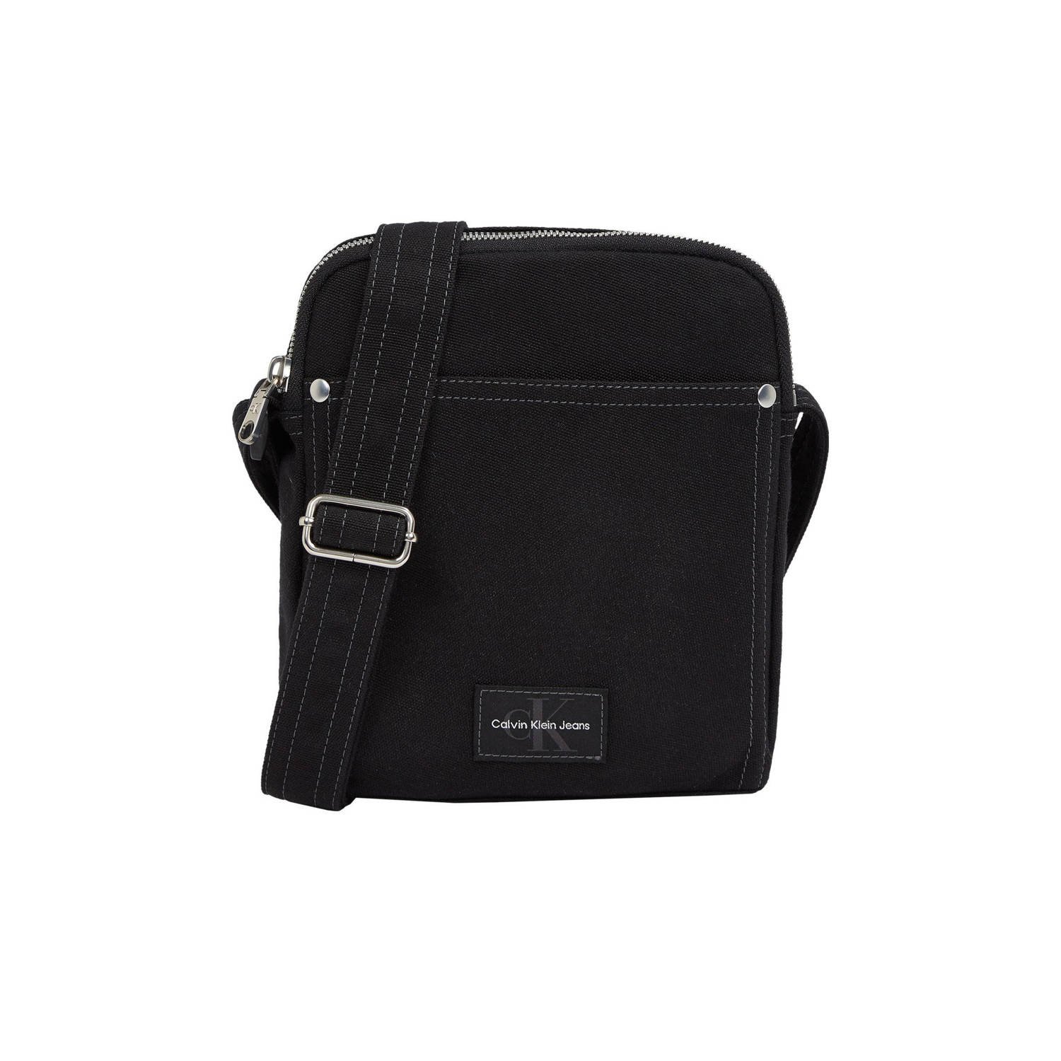 Calvin Klein Jeans Zwarte Polyester Rits Tas met Zakken Black Heren