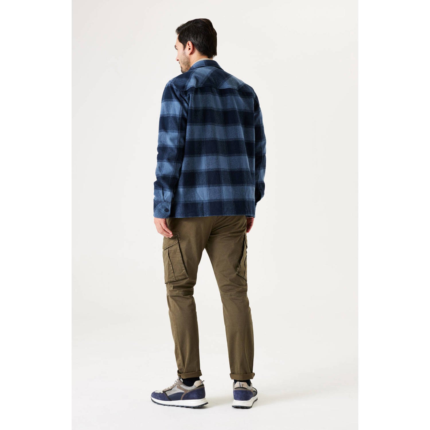 Garcia geruit regular fit overshirt dark moon