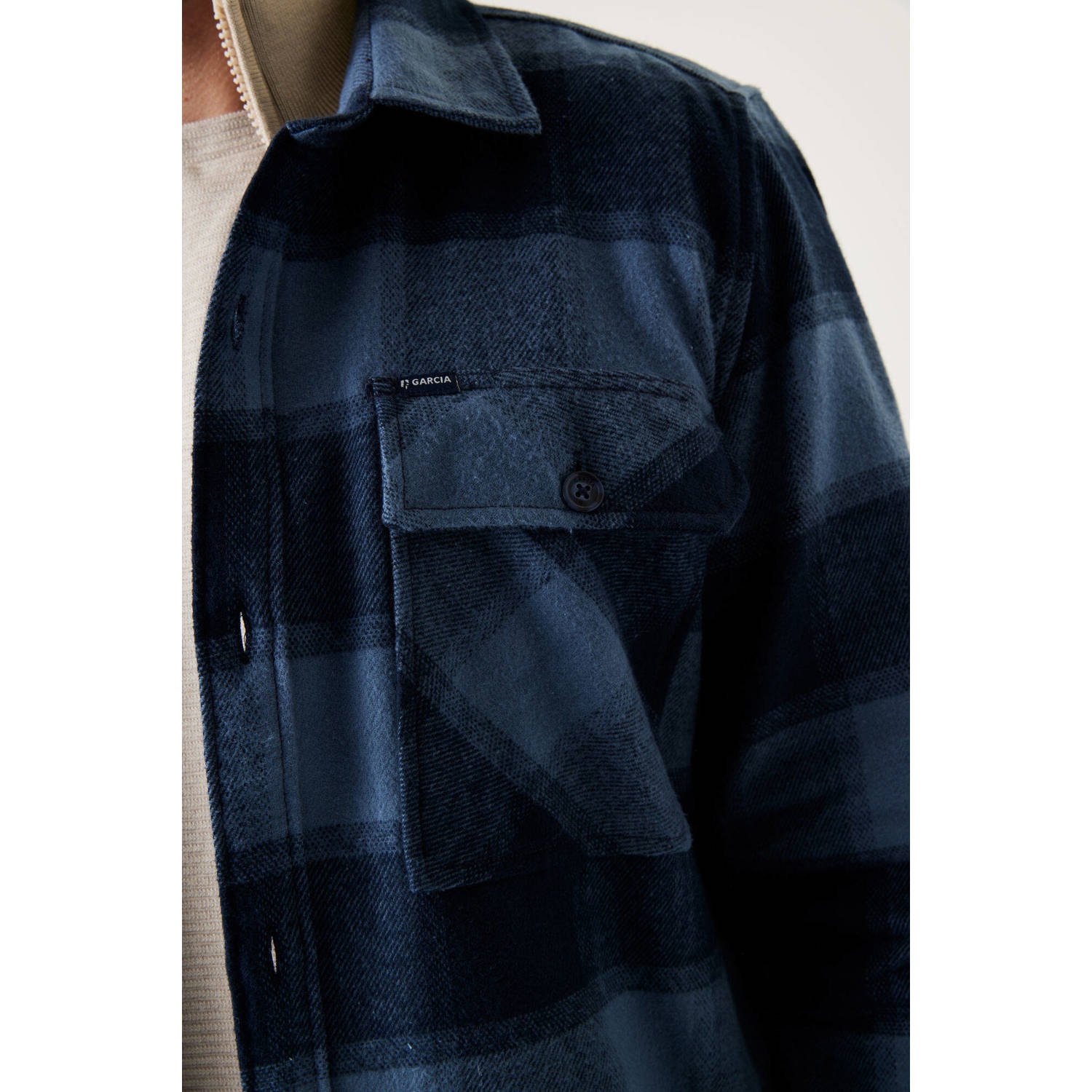 Garcia geruit regular fit overshirt dark moon