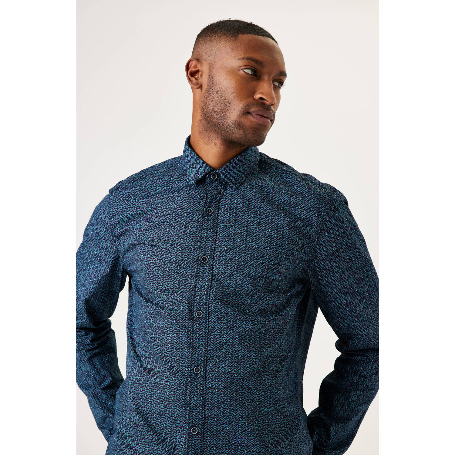Garcia regular fit overhemd met all over print dark moon