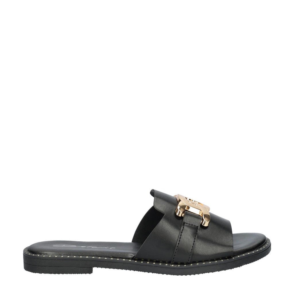 Zwarte dames Dolcis slippers van imitatieleer