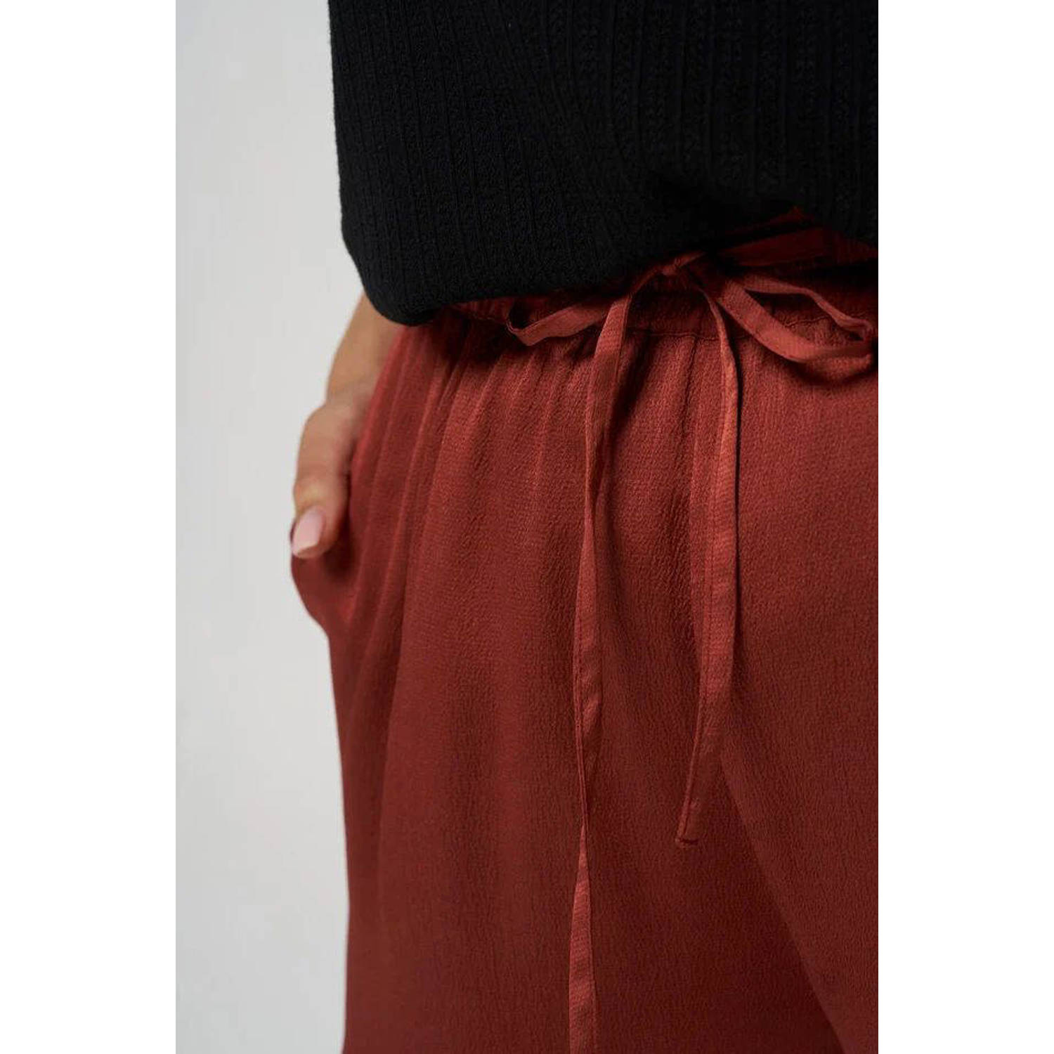 MS Mode high waist wide leg broek met paisleyprint steen rood