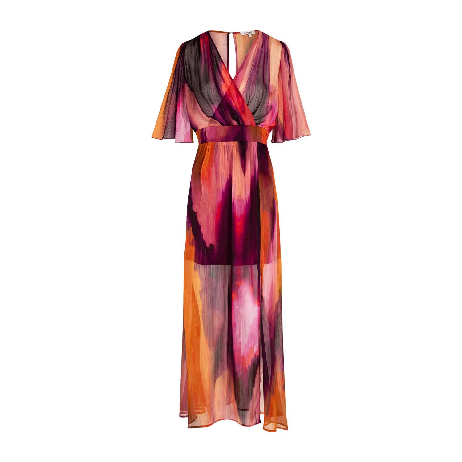 Morgan semi-transparante jurk met all over print roze oranje paars