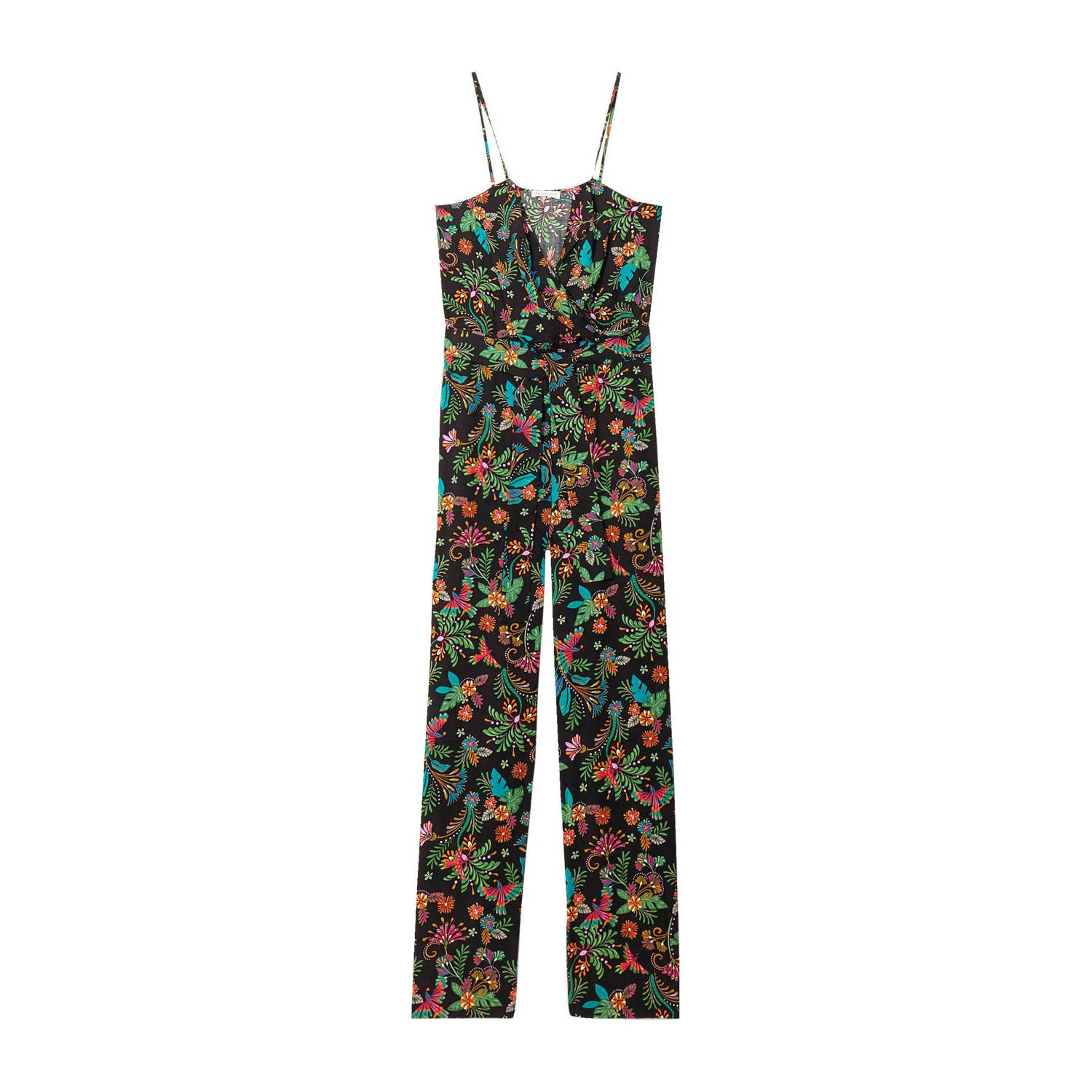 Cache jumpsuit met all over print zwart groen roze