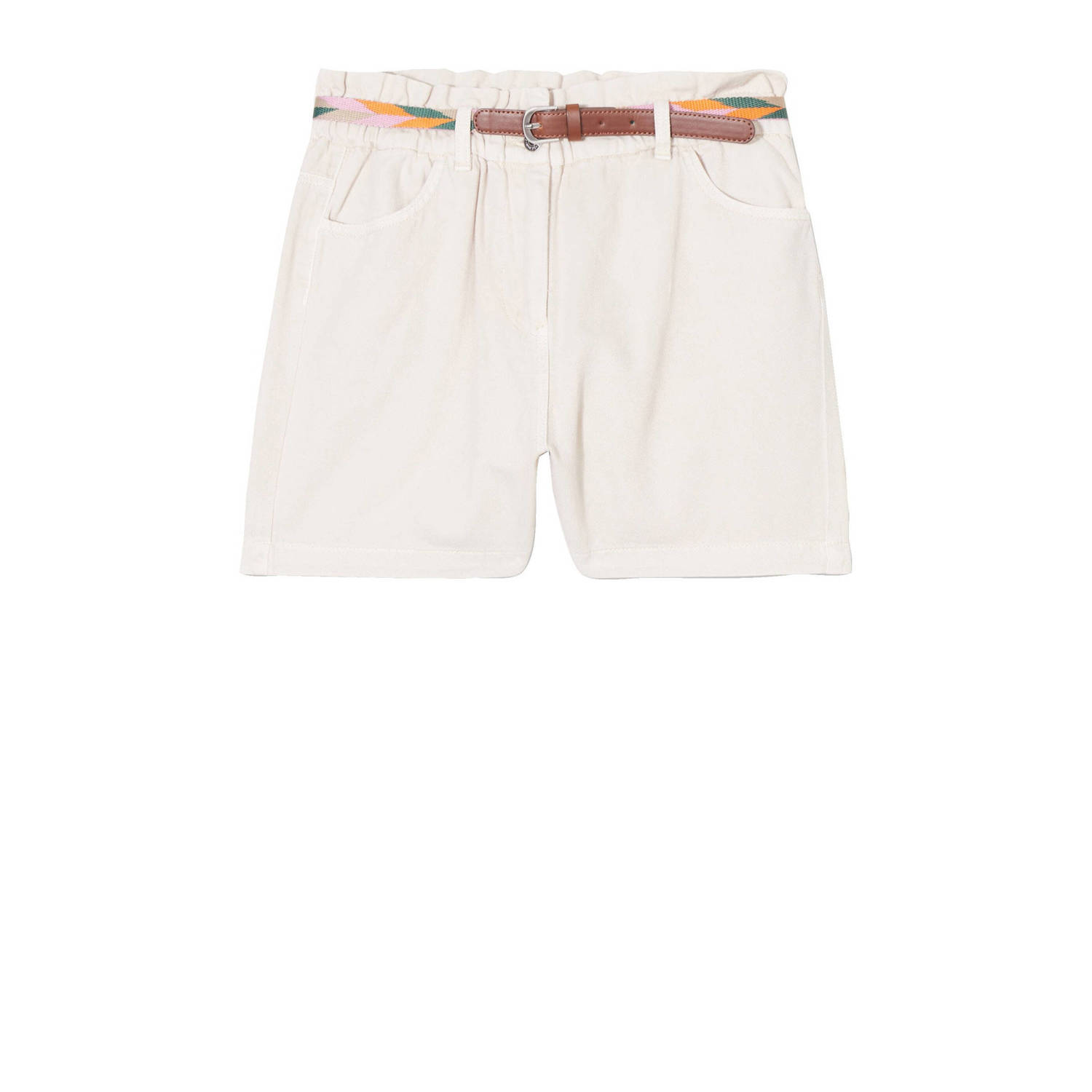 Cache high waist loose fit denim short beige