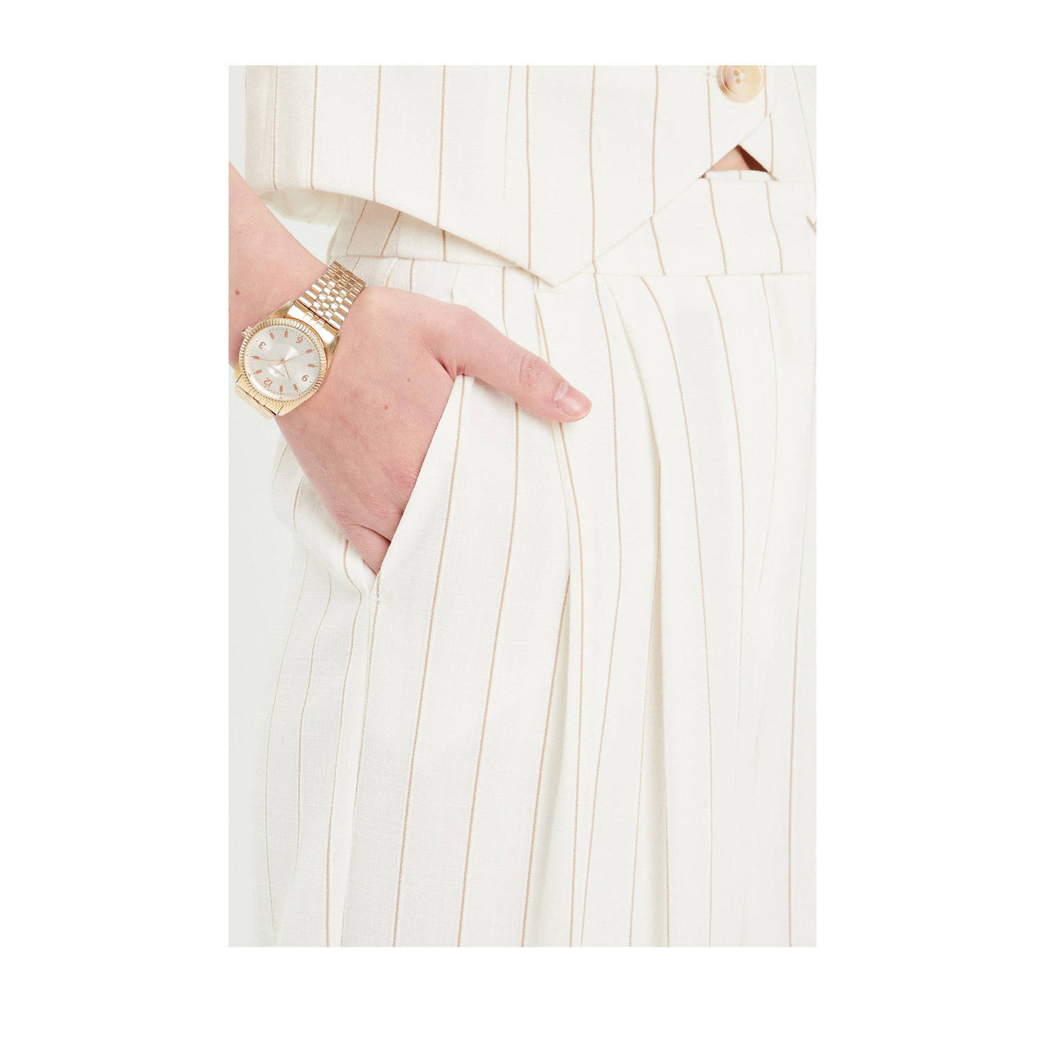 Cache wide leg regular waist pantalon ecru