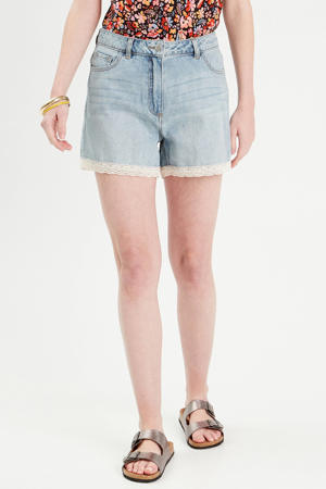 denim regular waist short light blue denim