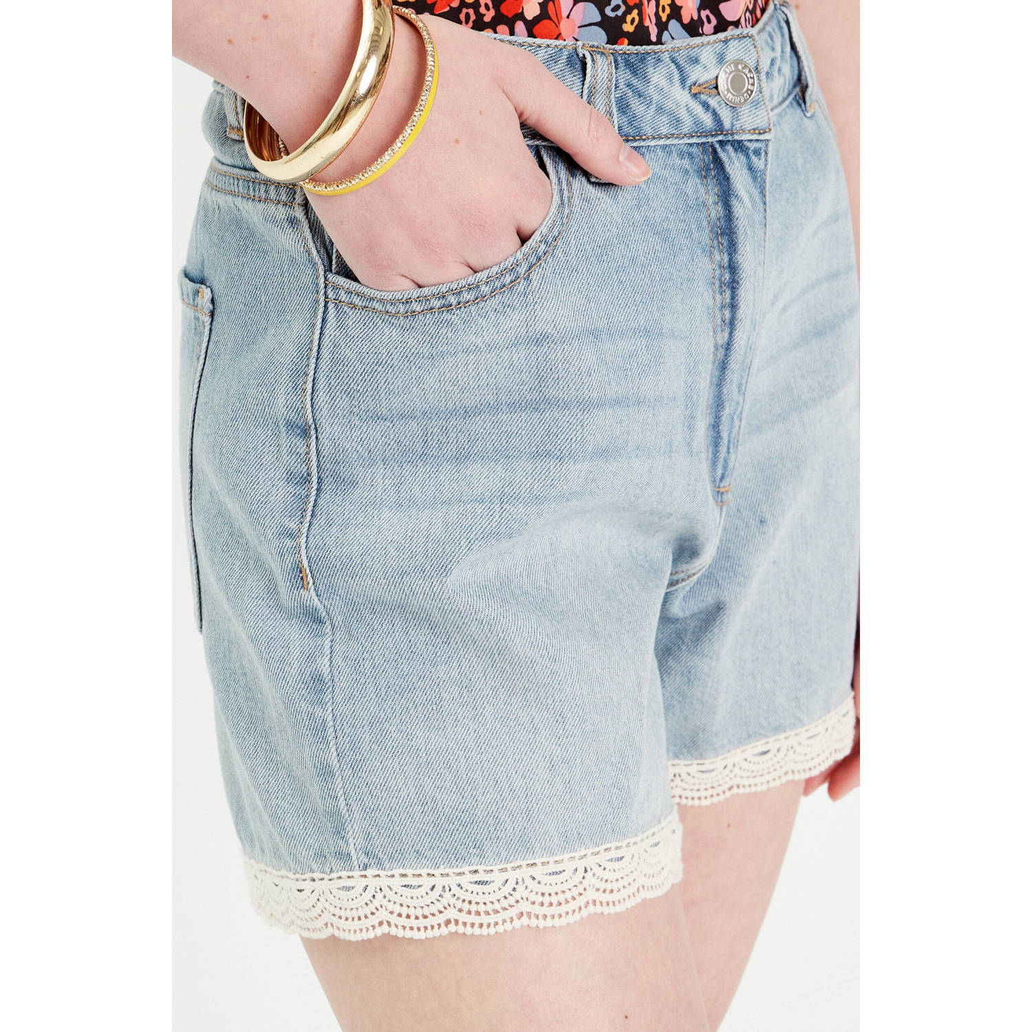 Cache denim regular waist short light blue denim