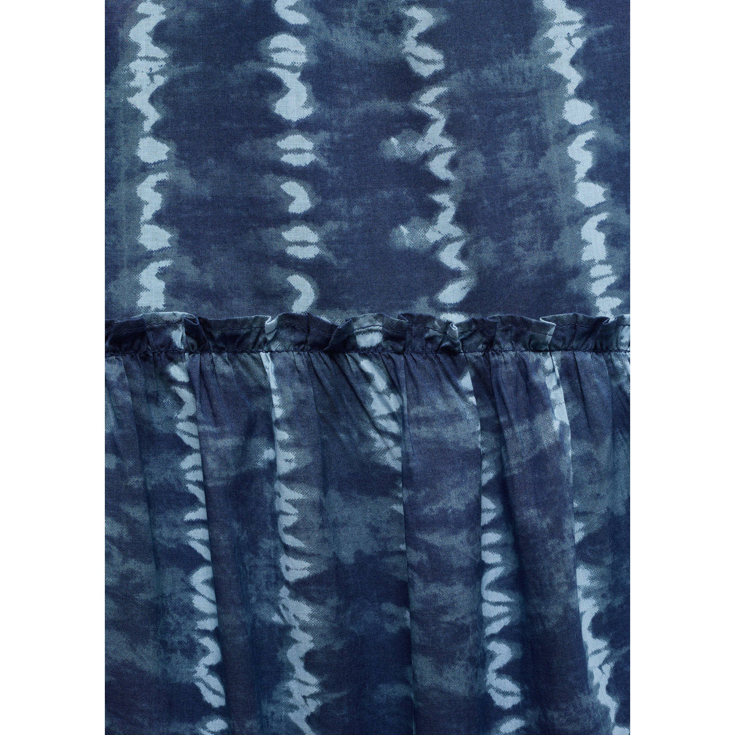 Mango Kids maxi A-lijn jurk met all over print met open rug blauw wit