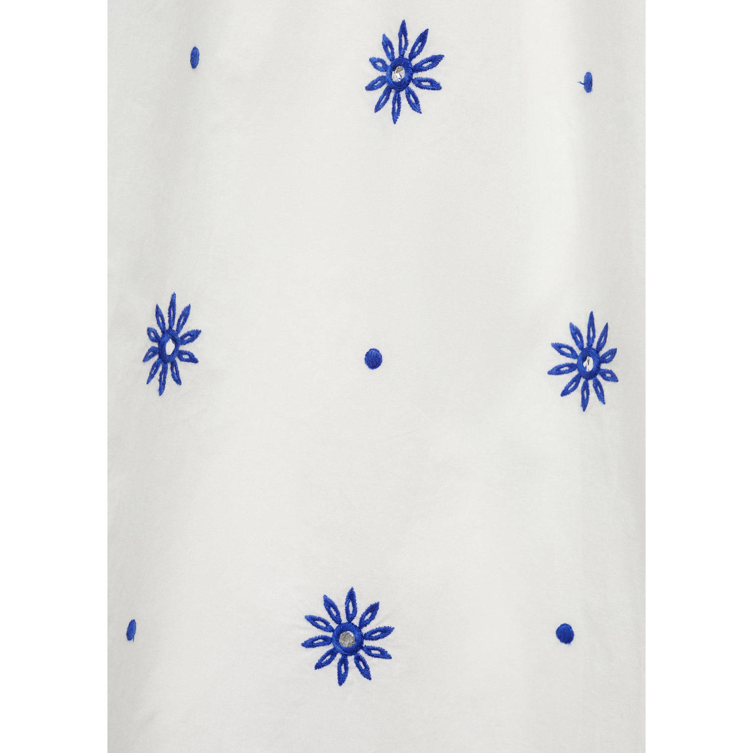 Mango Kids gebloemde A-lijn jurk wit hardblauw