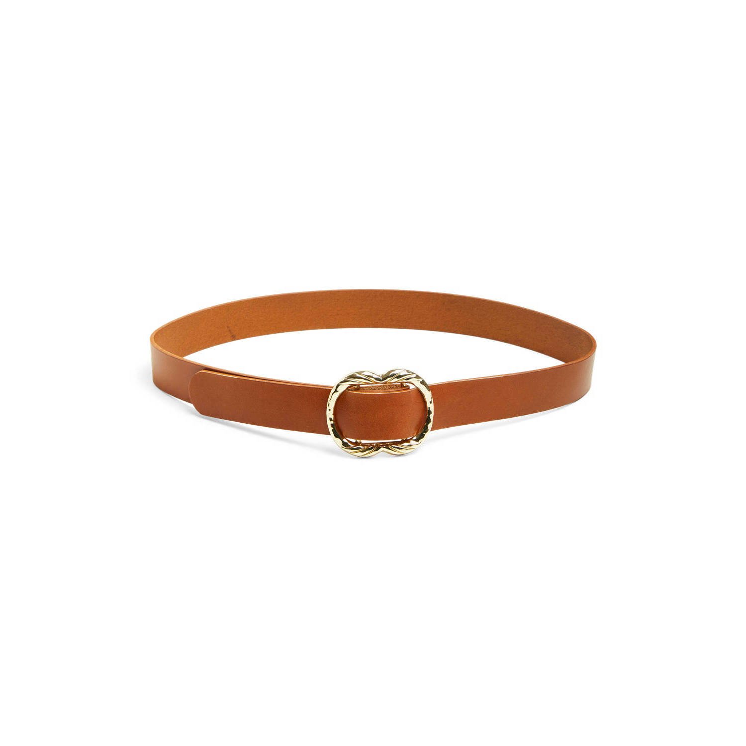 PIECES leren riem PCMIKKA cognac