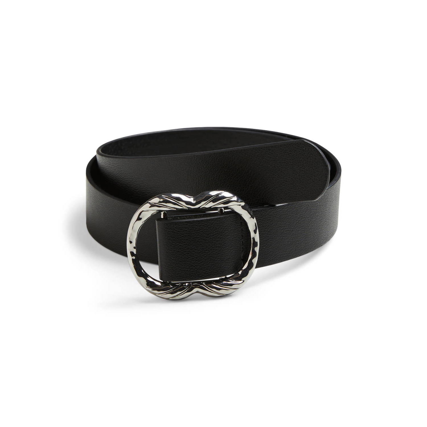 PIECES leren riem PCMIKKA zwart