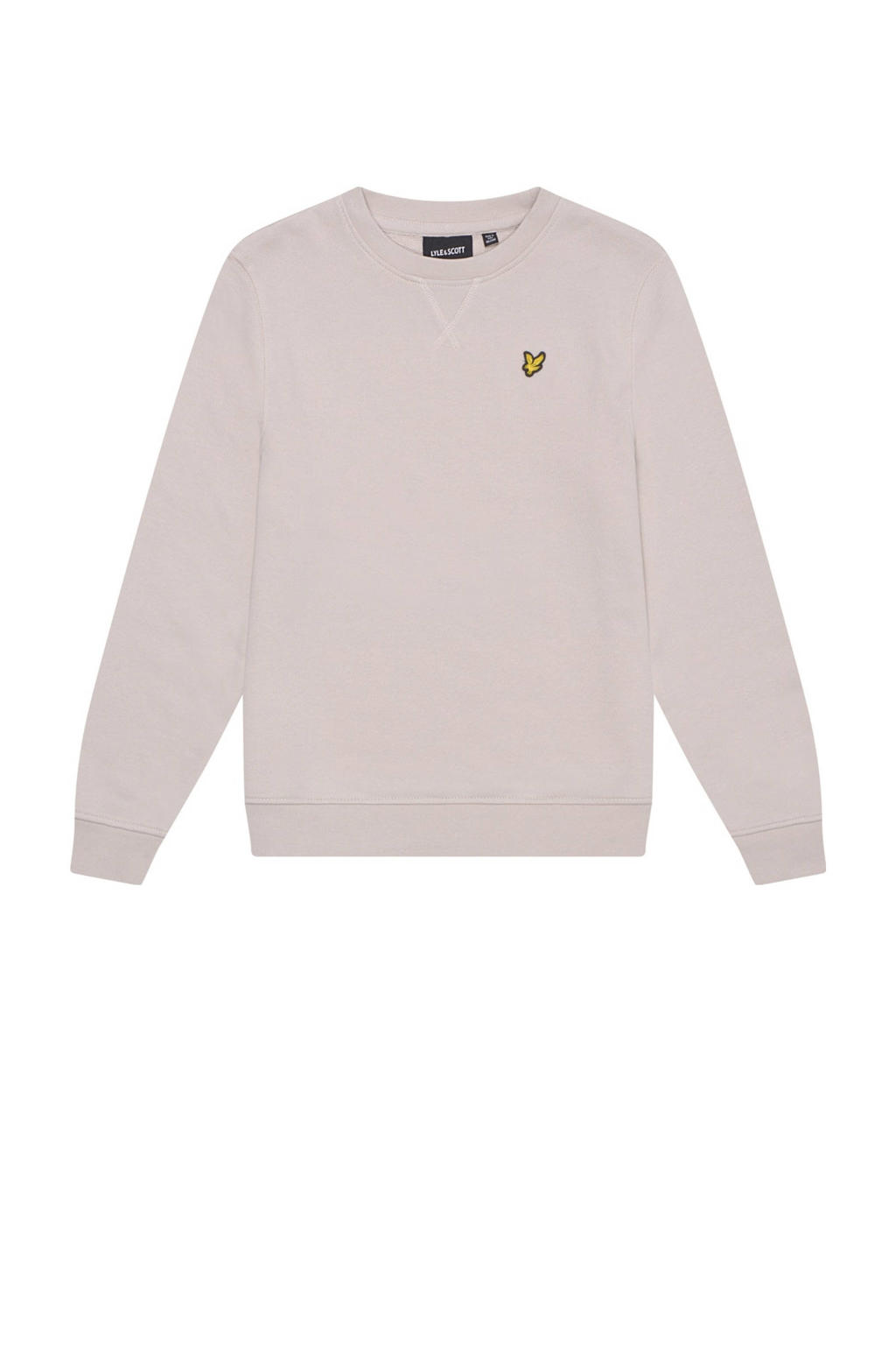 Beige jongens Lyle & Scott sweater van katoen met effen, lange mouwen en ronde hals
