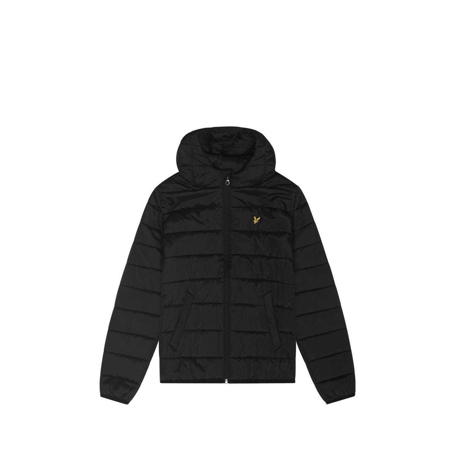 Lyle & Scott gewatteerde jas zwart Nylon Capuchon Effen 140 146