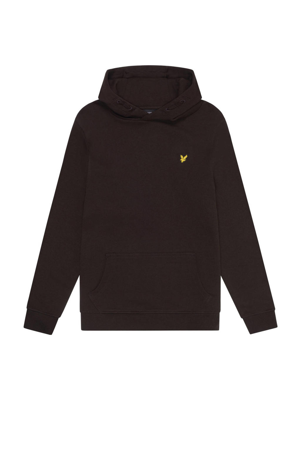 Bruine jongens Lyle & Scott sweater van katoen met effen, lange mouwen en capuchon