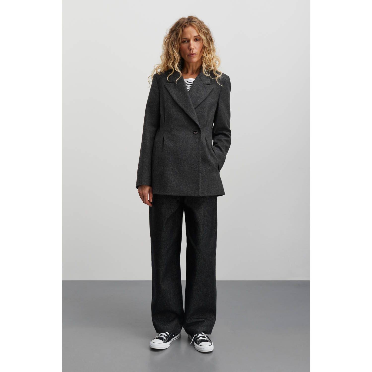 MADS NØRGAARD COPENHAGEN getailleerde blazer Rolando Bena Blazer met wol grijs melange