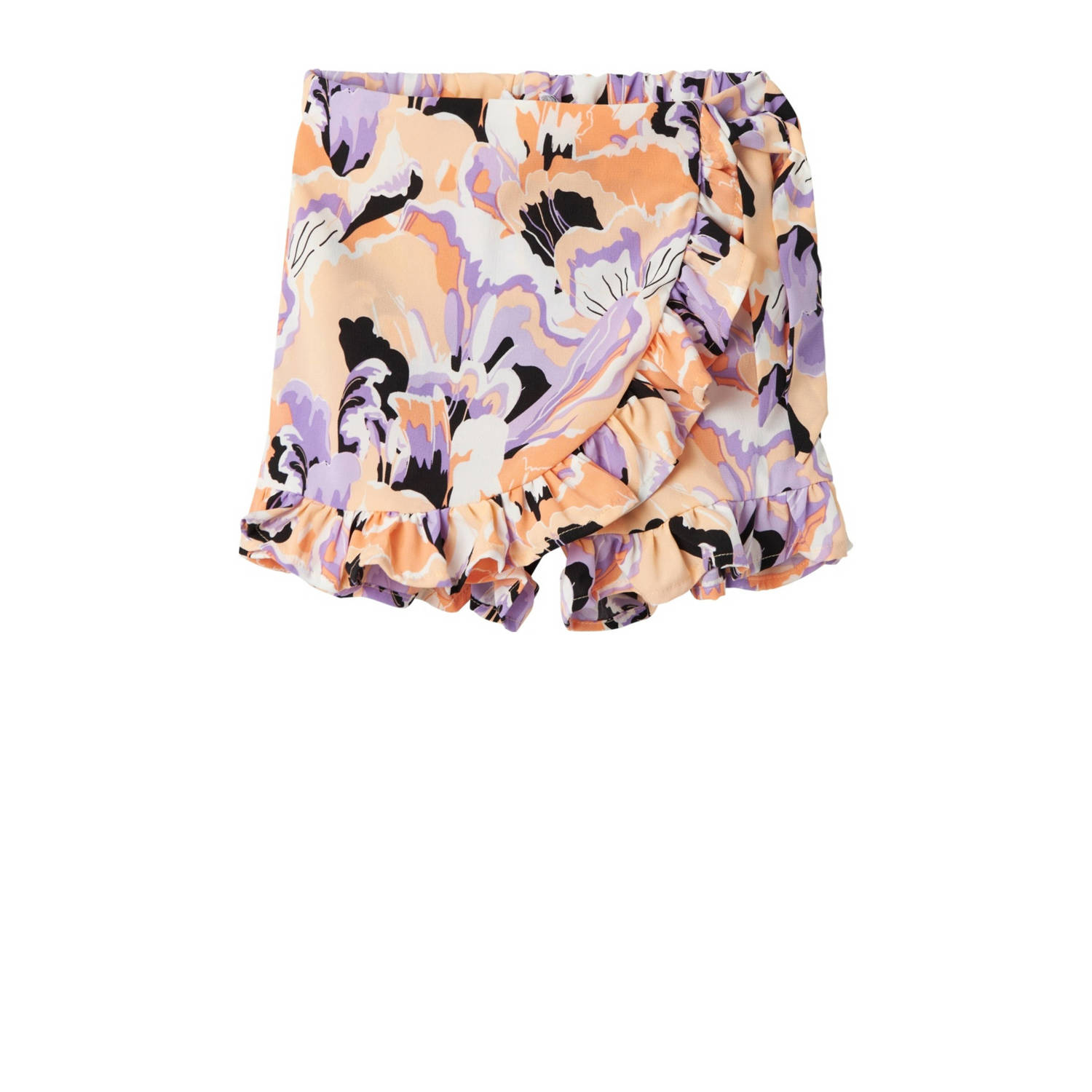 Name it MINI skort NMFVINAYA met all over print en volant oranje lila wit Rok Meisjes Polyester 110