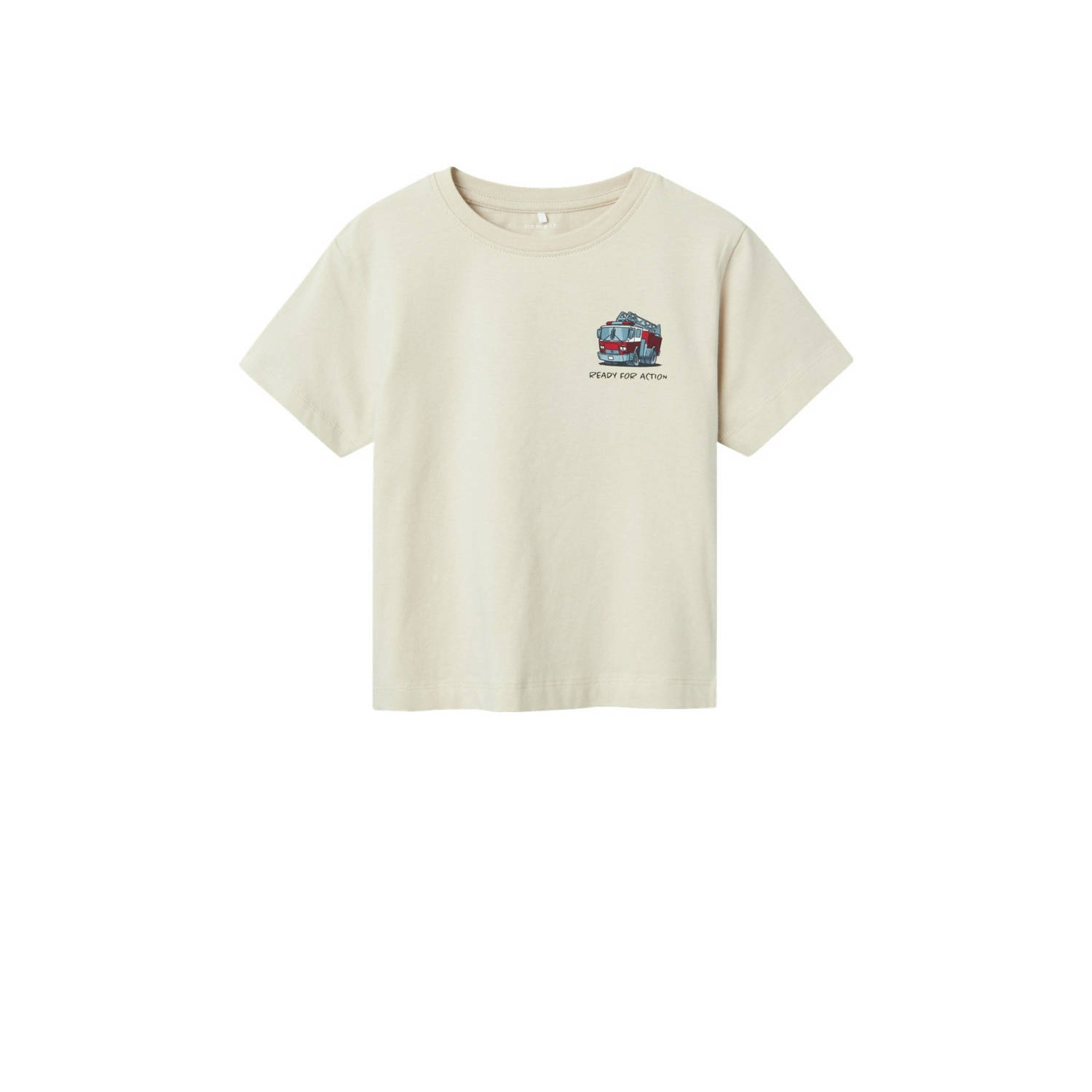 Name it MINI T-shirt NMMFIRKANO met backprint beige Jongens Biologisch katoen Ronde hals 122 128