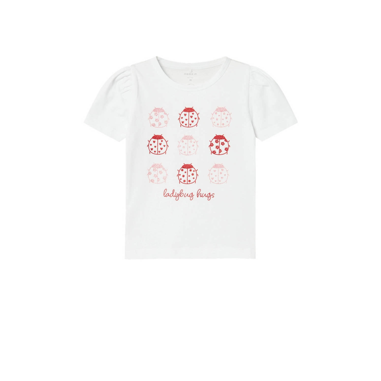 Name it MINI T-shirt NMFFAYE met printopdruk wit Meisjes Biologisch katoen Ronde hals 122 128