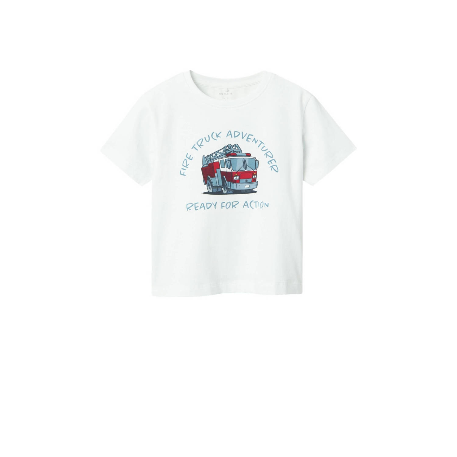 Name it MINI T-shirt NMMFIRKANO met printopdruk wit Jongens Biologisch katoen Ronde hals 122 128