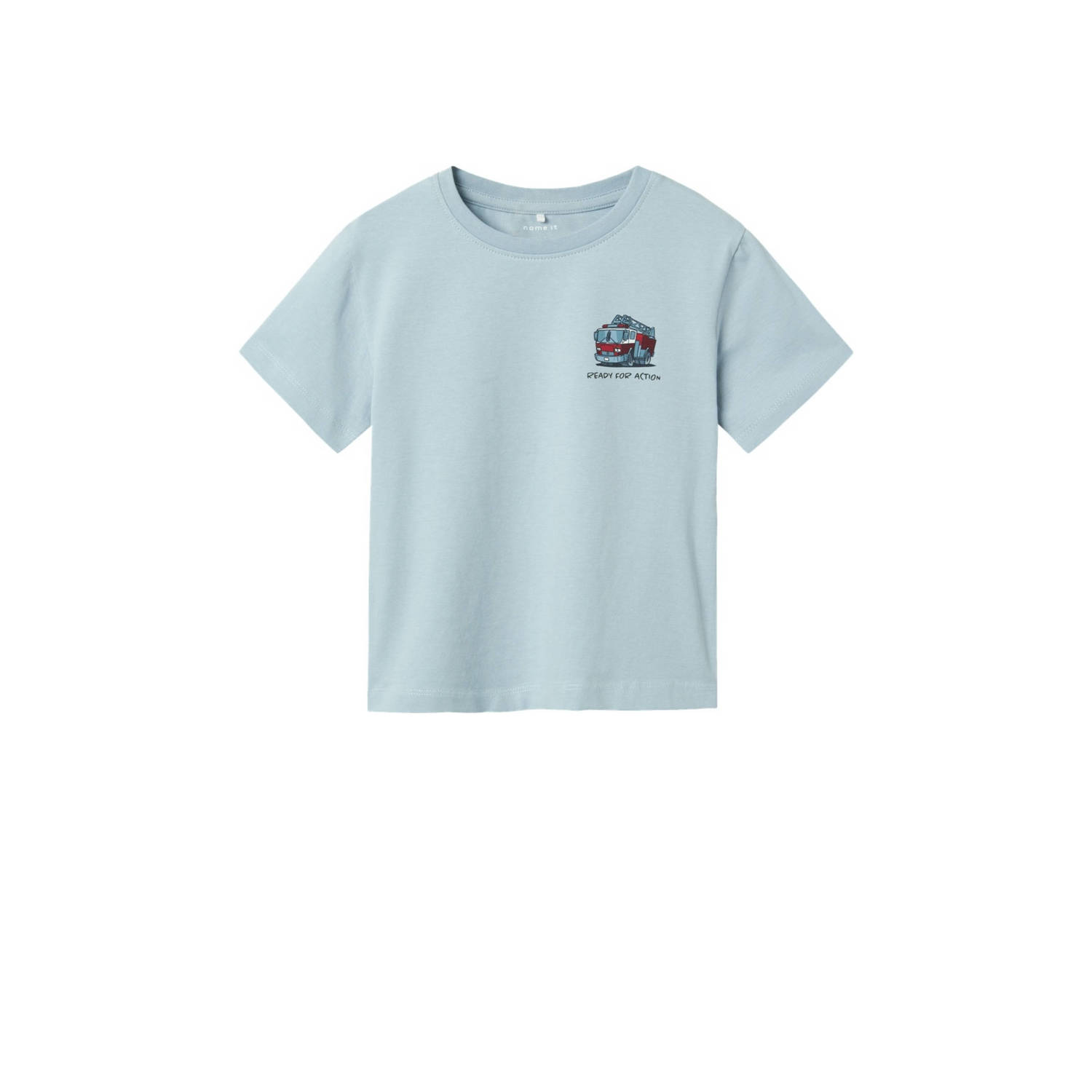 Name it MINI T-shirt NMMFIRKANO met printopdruk lichtblauw Jongens Biologisch katoen Ronde hals 122 128