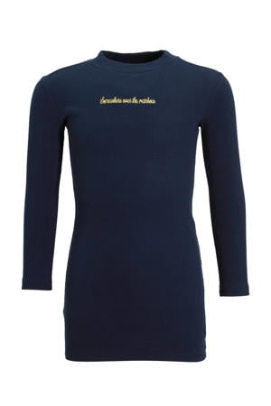 ribgebreide jurk Reem donkerblauw