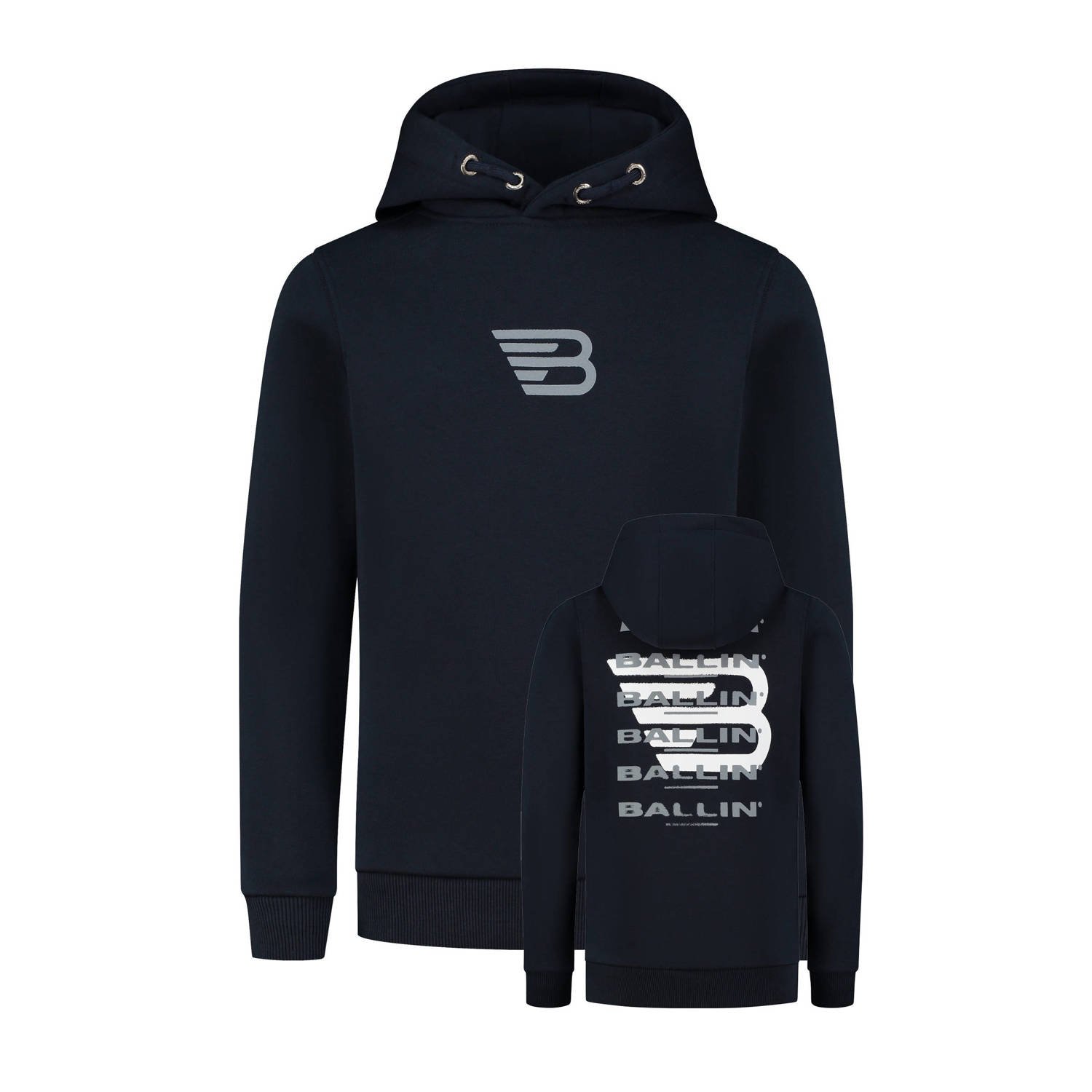 Ballin sweater donkerblauw Jongens Katoen Capuchon Backprint 140