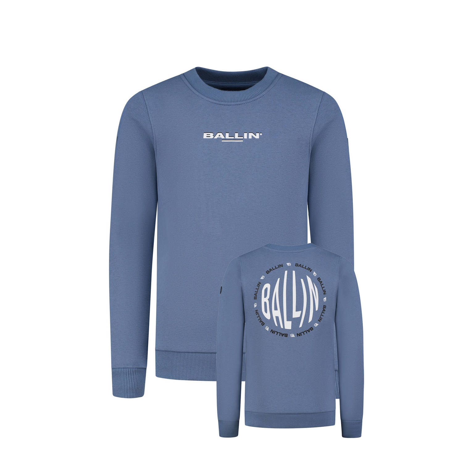 Ballin sweater met backprint lichtblauw wit