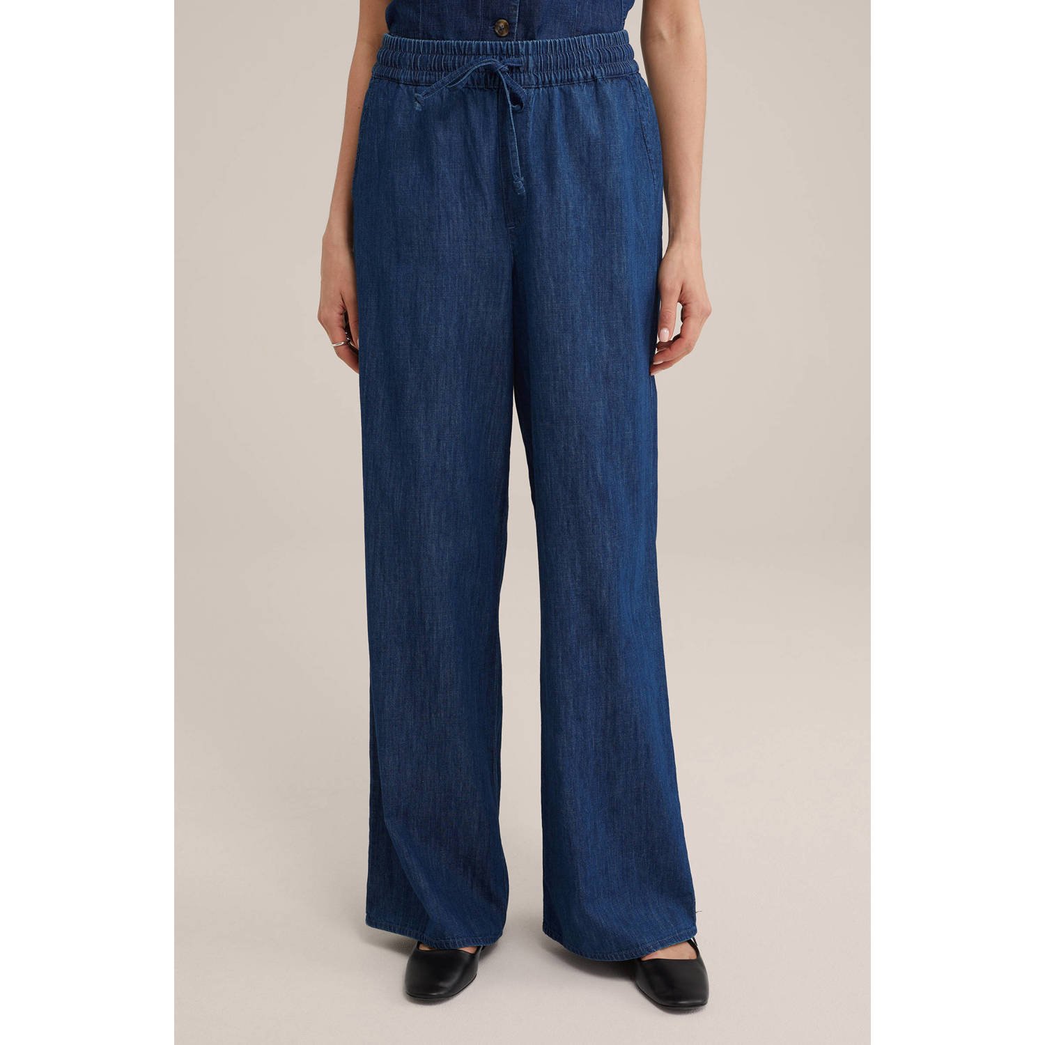 WE Fashion Blue Ridge wide leg jeans dark blue denim