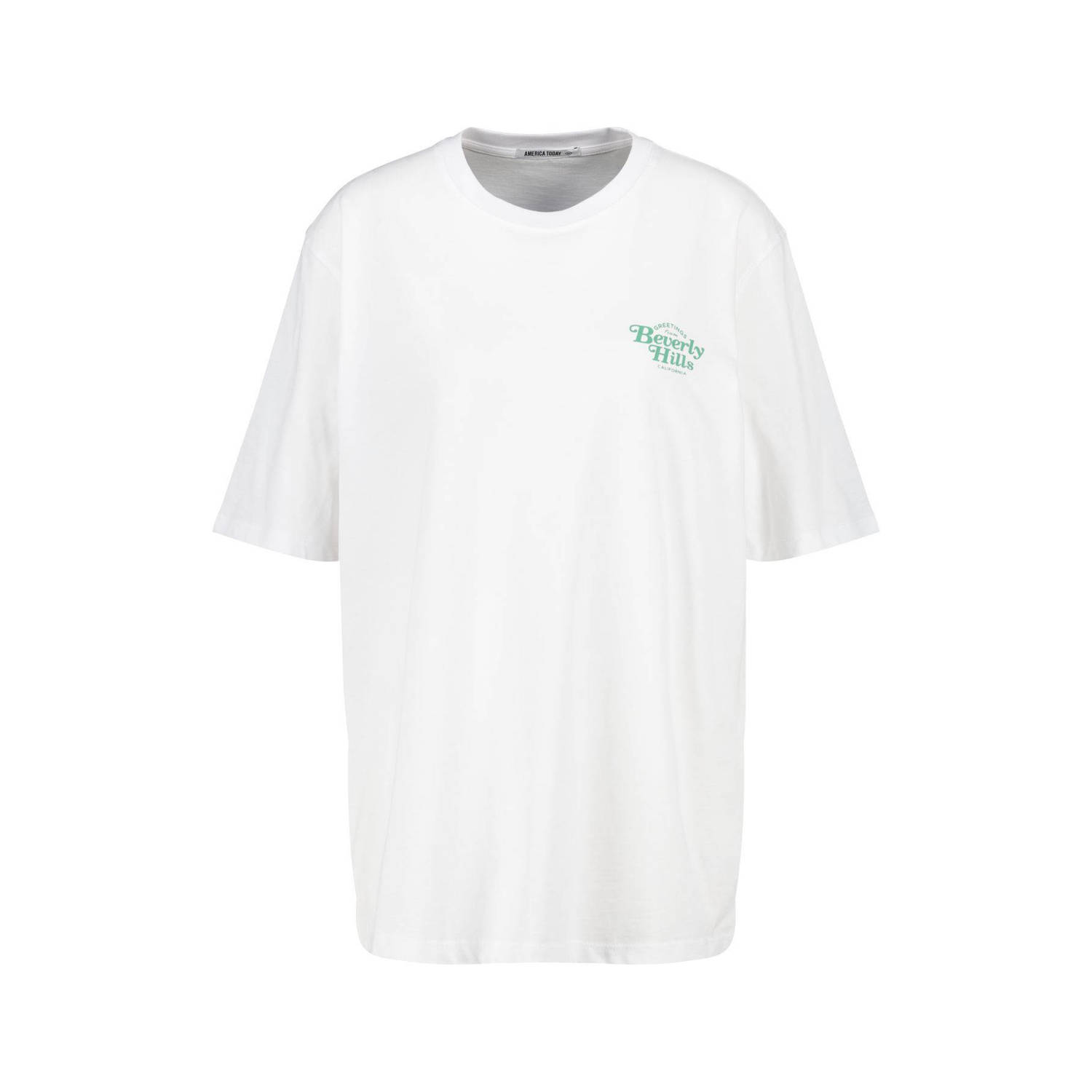 America Today T-shirt Eve met backprint wit groen