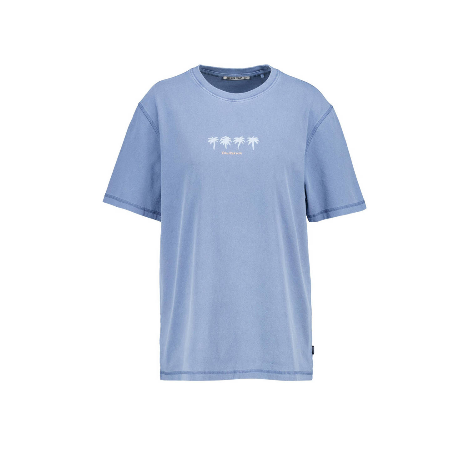 America Today T-shirt Eva met printopdruk blauw