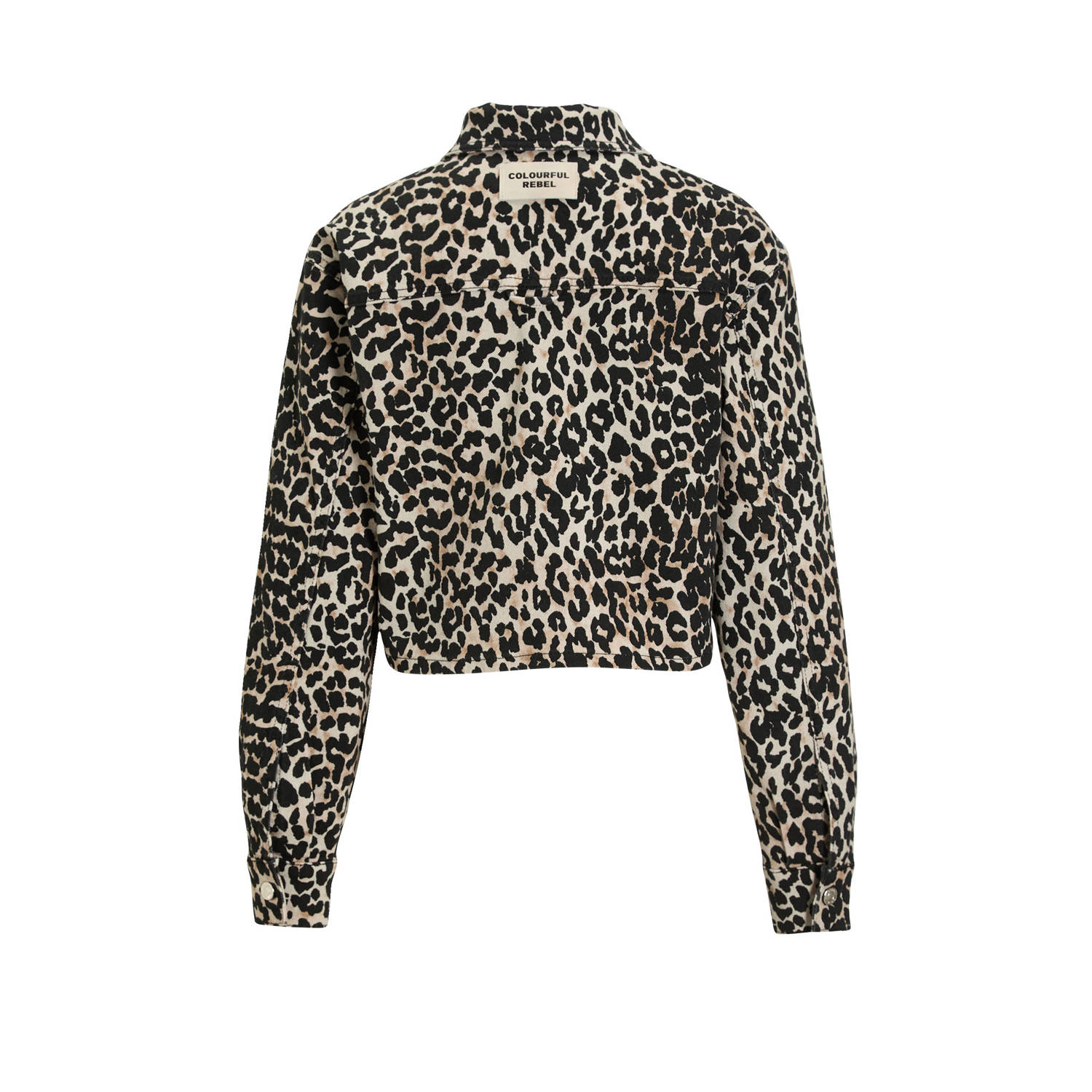 Colourful Rebel spijkerjasje met panterprint zwart beige
