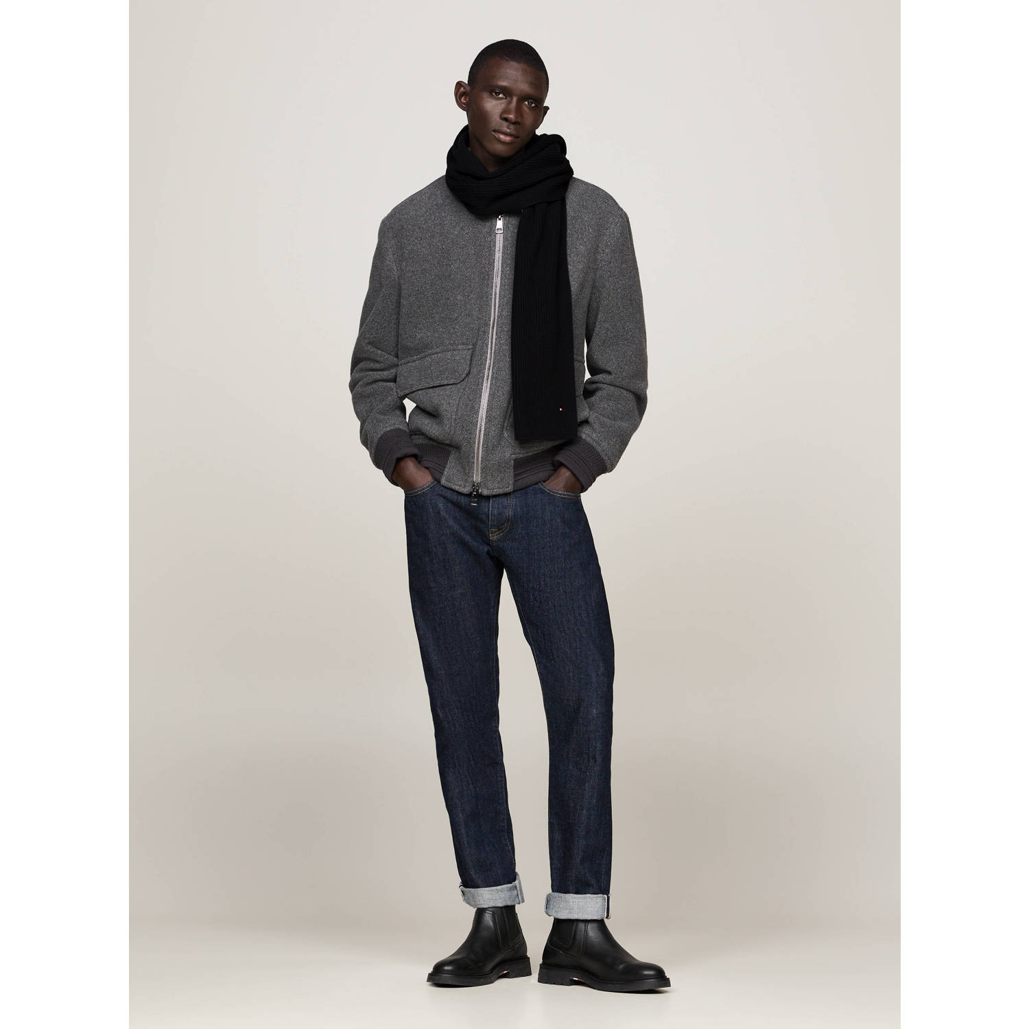 Tommy Hilfiger ribgebreide sjaal zwart