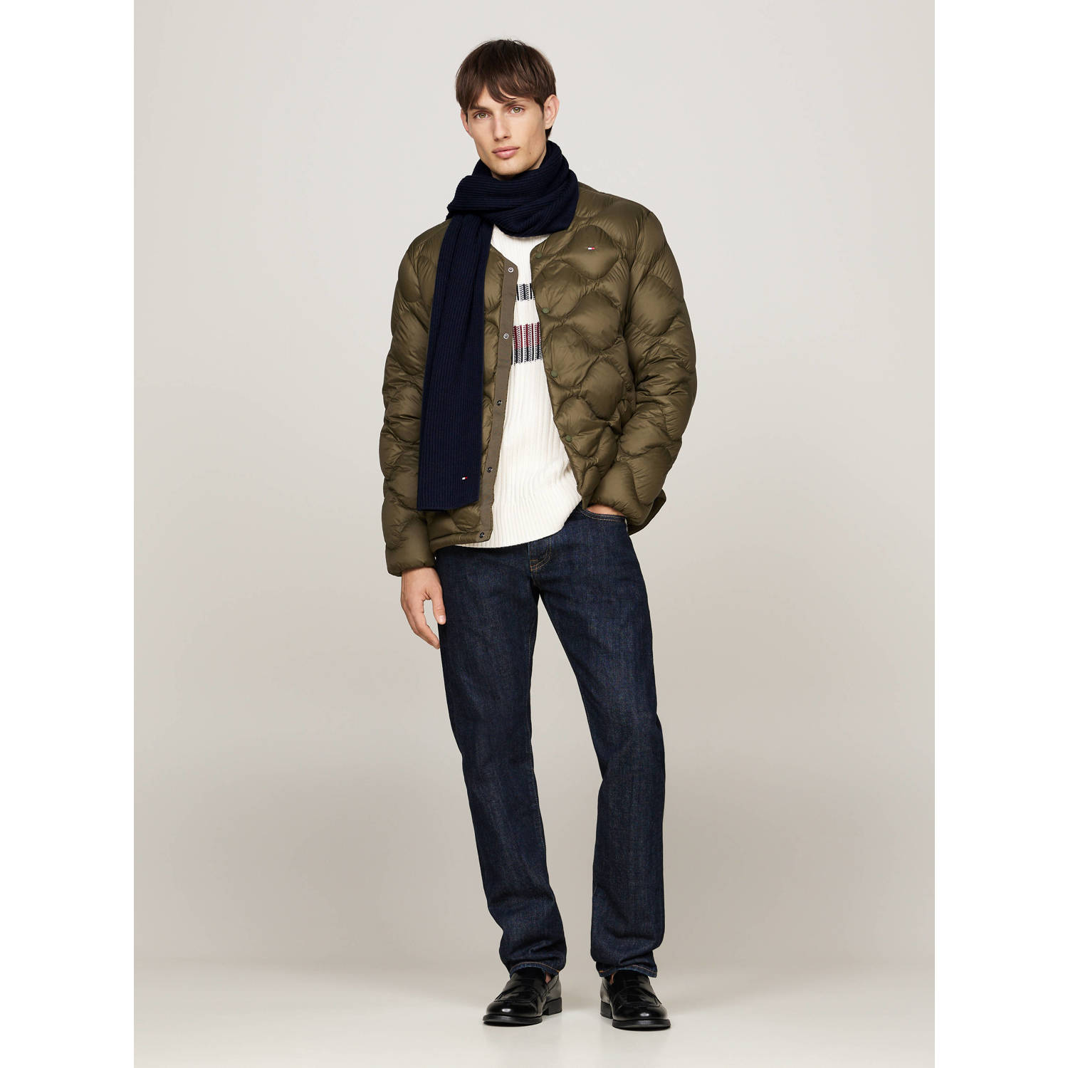 Tommy Hilfiger ribgebreide sjaal donkerblauw
