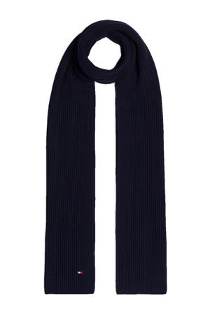 ribgebreide sjaal donkerblauw