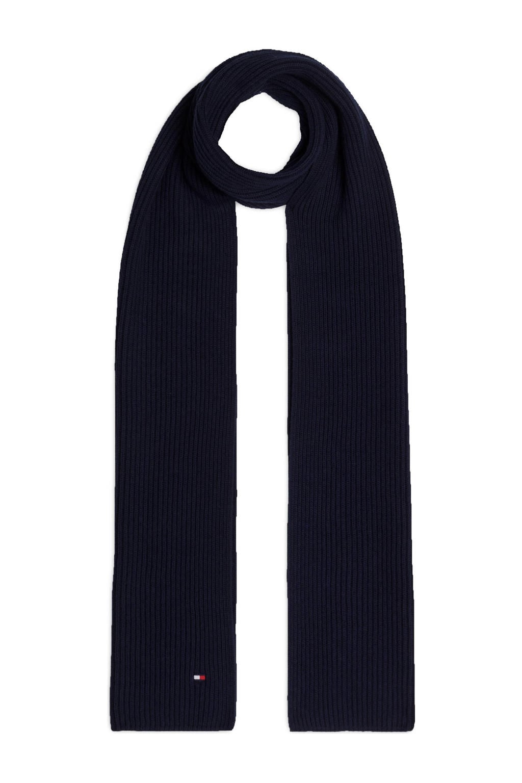 Tommy Hilfiger ribgebreide sjaal donkerblauw